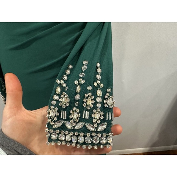 Mac Duggal 12231 One Shoulder Beaded Cuff Dress Emerald Green Size 6 NWOT - Picture 4 of 8